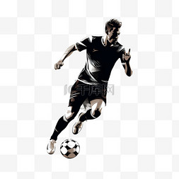 跑步剪影剪影图片_平面设计足球运动员剪影插图