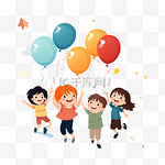 六一61儿童节快乐学生孩子拿气球放飞快乐