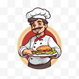 蛋糕手绘背景图片_可爱的厨师烹饪餐厅美食吉祥物标