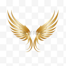 羽毛金色图片_金色的鸟翼标志。金色天使插上翅