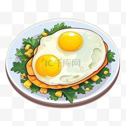 美食食物煎蛋卡通手绘
