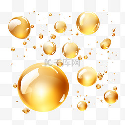黄金油泡集隔离于透明之上。