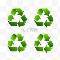 危废品回收图片_一套四个绿色回收标志