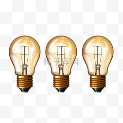 一套三个灯泡代表有效的商业理念