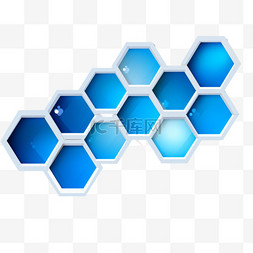 白色背景搭配蓝色科技六边形