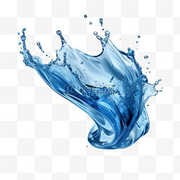 清澈蓝色水图片_水冠飞溅和波浪漩涡与水滴向量透