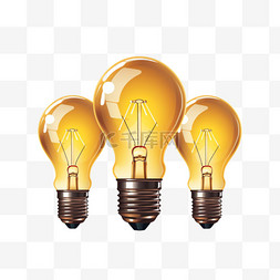 卡贴创意图片_一套三个灯泡代表有效的商业理念