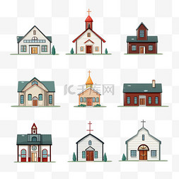 市中心图片_独立的彩色建筑学校教堂，具有不