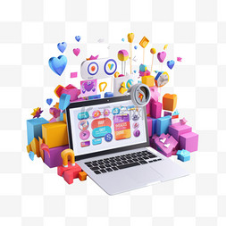 粉爱情图片_3D社交媒体在线平台概念