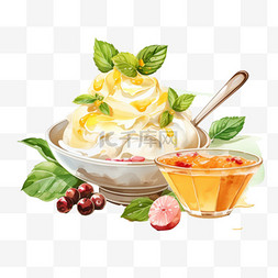 奶油甜品图片_泰国甜海报设计与泰国奶油冻，布