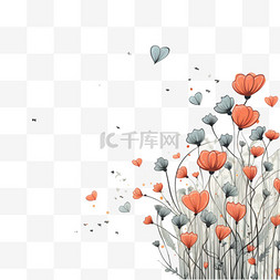 有爱的元素图片_2D复古花卉背景，空中有爱
