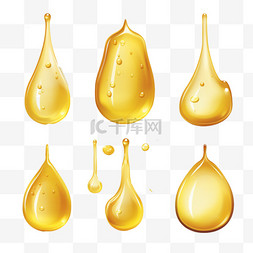 血清血浆图片_一套逼真的金色油滴或蜂蜜