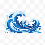 波浪形图标。水-海元素，海洋-液体曲线，流动的旋涡风暴，矢量图