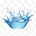 水冠飞溅和波浪漩涡与水滴向量透明蓝色液体飞溅与水滴隔离真实3D元素新鲜饮用清澈的水下落或用气泡倾倒