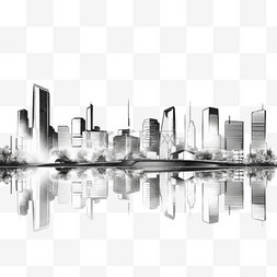 城市背景高楼建筑图片_勾勒现代城市背景