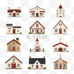 房产素材图片_独立的彩色建筑学校教堂，具有不