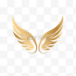 装饰动物素材图片_金色的鸟翼标志。金色天使插上翅