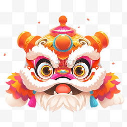 面具卡通图片_中国风卡通手绘春节装饰舞狮29