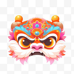 中国风卡通手绘春节装饰舞狮5
