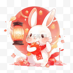中秋节灯笼卡通元素月亮兔子