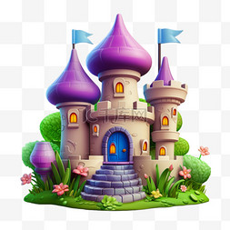 房屋童话城堡建筑免扣元素装饰素