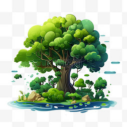 游戏山水图片_自然大树树木模型游戏免扣元素装