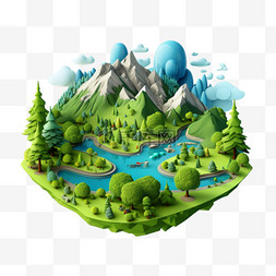 自然山水树木模型游戏免扣元素装