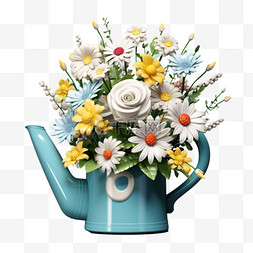 水壶可爱花洒花朵免扣元素装饰素