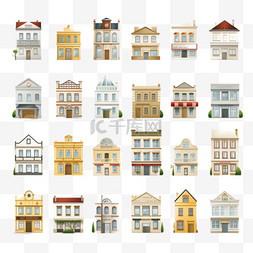 城市建筑漫画图片_手绘平面建筑贴纸装饰2