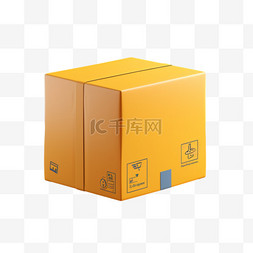 纸箱打包图片_纸盒黄色纸箱打包免扣元素装饰素