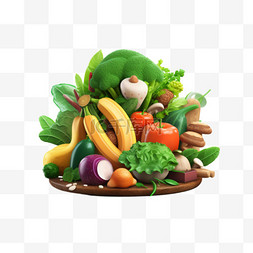 蔬菜合成图片_蔬菜多种卡通合成免扣元素装饰素