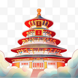 天坛图片_建筑天坛水彩画元素