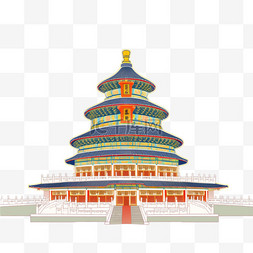 天坛背景图片_天坛建筑彩绘元素手绘