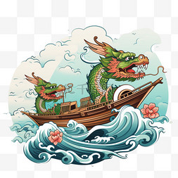 中国传统手绘背景图片_手绘龙舟背景2