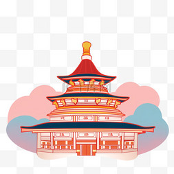 天坛手绘图片_天坛建筑水彩画祥云元素