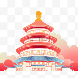 祥云天坛建筑水彩画元素