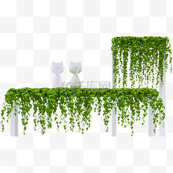绿植框架立体猫咪背影装饰图案