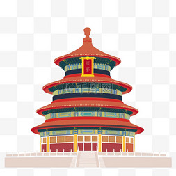 天坛图片_天坛建筑元素手绘彩绘