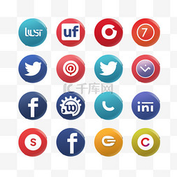 流行的社交媒体圆形标志系列1