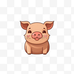 标识小插图图片_可爱的猪坐卡通矢量图标插图动物