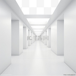 主材展厅图片_在矢量中3D渲染白色抽象房间走廊2