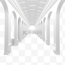 3d空间隧道图片_在矢量中3D渲染白色抽象房间走廊1