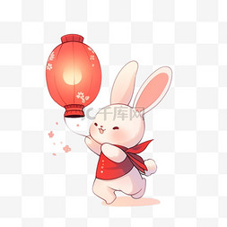 中秋节兔子灯笼卡通手绘元素