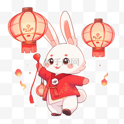 兔子抱数字图片_中秋节兔子灯笼元素卡通