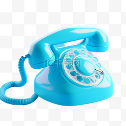 复古电话装饰图案图片_电话蓝色卡通复古通讯免扣元素装
