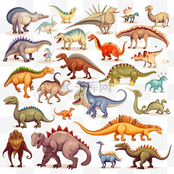 侏罗纪图片_不同种类卡通恐龙贴纸装饰合集2