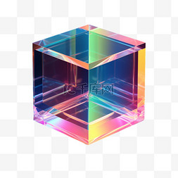 立方体正方体炫彩透明玻璃免扣元