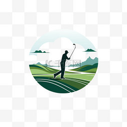扁平品牌图片_扁平高尔夫球标志系列4