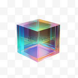 立方体正方体3d透明玻璃免扣元素