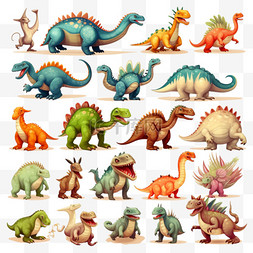 恐龙剪贴画图片_不同种类卡通恐龙贴纸装饰合集4